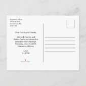 たった今結婚しましたスクリプトフォトミニマルエレガントリストシック 案内ポストカード (裏面)