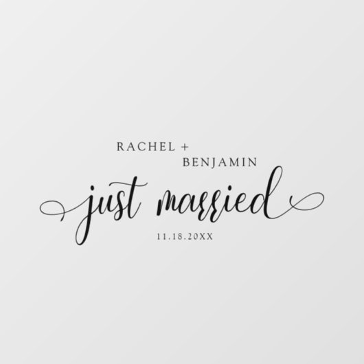 たった今結婚しましたスクリプ伝統的トシンプルの黒 ウィンドウサイン (シート)