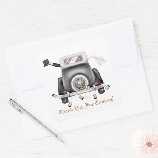 たった今結婚しましたスズ缶結婚のシール スクエアシール (封筒)