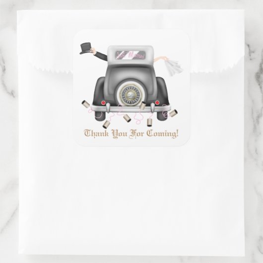 たった今結婚しましたスズ缶結婚のシール スクエアシール (バッグ)