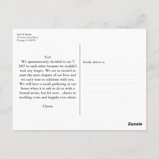 たった今結婚しましたス結婚クリプトの発表準備 ポストカード (裏面)