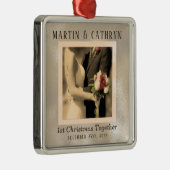 たった今結婚しましたセピ結婚アの第1クリスマス メタルオーナメント (右)