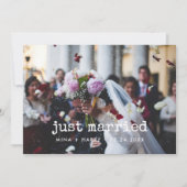 たった今結婚しましたタイプライターヴィンテージ結婚式の写真カード 案内状 (正面)