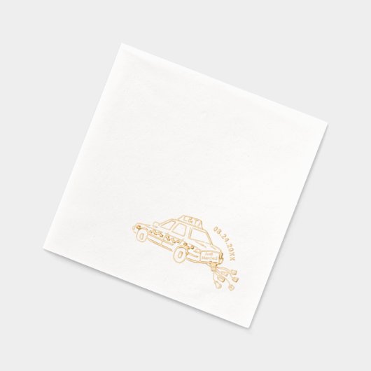 たった今結婚しましたタクシー結婚カクテル 箔ナプキン (左)