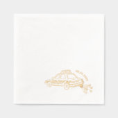 たった今結婚しましたタクシー結婚カクテル 箔ナプキン (正面)