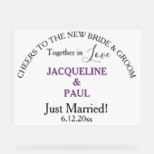 たった今結婚しましたダスティバイオレットホワイト アクリルサイン (正面)