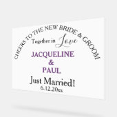 たった今結婚しましたダスティバイオレットホワイト アクリルサイン (傾斜)