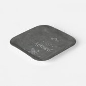 たった今結婚しましたチョーク結婚ボードリングや輪ベルズスクエア ペーパープレート (傾斜あり)