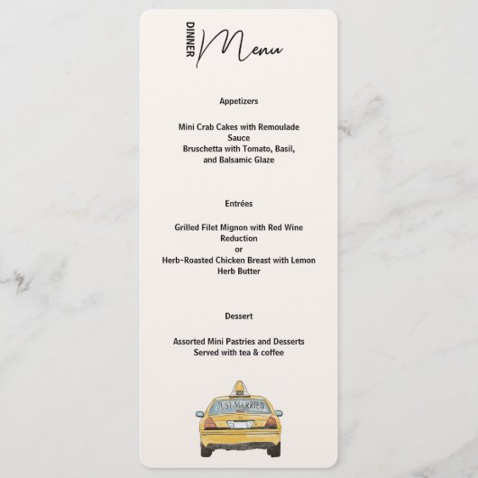 たった今結婚しましたニューヨークシティディナーメニュー メニュー (正面)