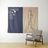 たった今結婚しましたネイビー結婚ブルーの写真支柱 タペストリー (インサイチュ(横))