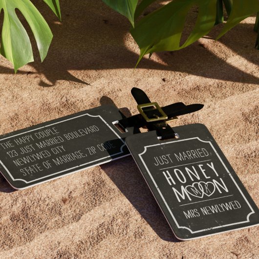 たった今結婚しましたハッピーカップルハネムーンラゲージタグ ラゲッジタグ