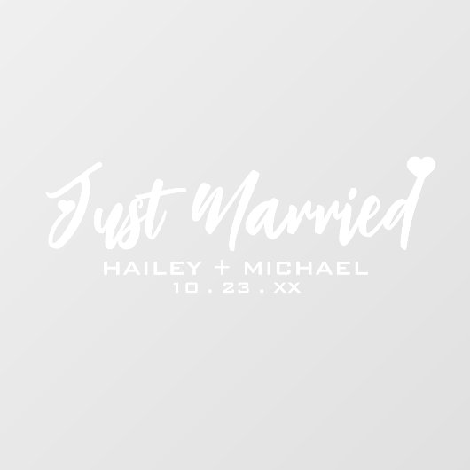 たった今結婚しましたハート結婚の新車ステッカー ウィンドウサイン (シート)