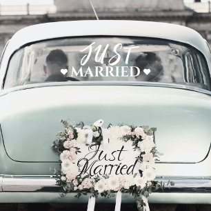 たった今結婚しましたハート結婚の新車ステッカー ウィンドウサイン