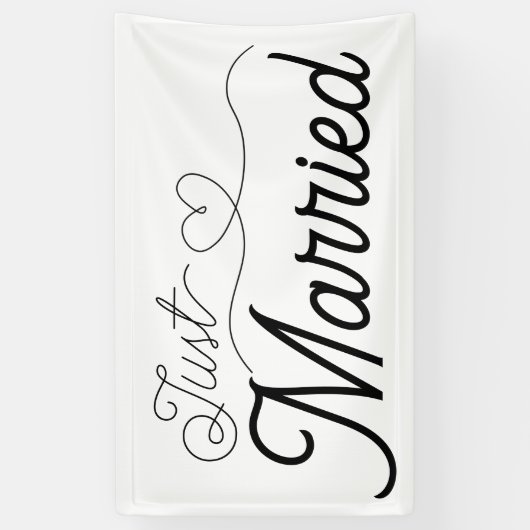 たった今結婚しましたハート 横断幕 (縦)