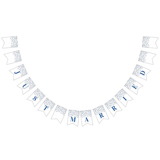 たった今結婚しましたバナーダークブルーシルバー紙吹雪 バンティングフラッグ (全)