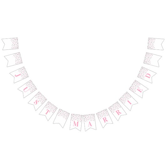 たった今結婚しましたバナーピンクシルバー紙吹雪 バンティングフラッグ (全)