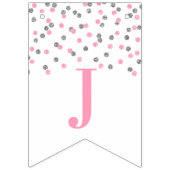 たった今結婚しましたバナーピンクシルバー紙吹雪 バンティングフラッグ (第3の旗)