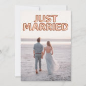 たった今結婚しましたバラ金ゴールド結婚バルーンの写真 案内状 (正面)