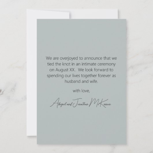 たった今結婚しましたバラ金ゴールド結婚バルーンの写真 案内状 (裏面)