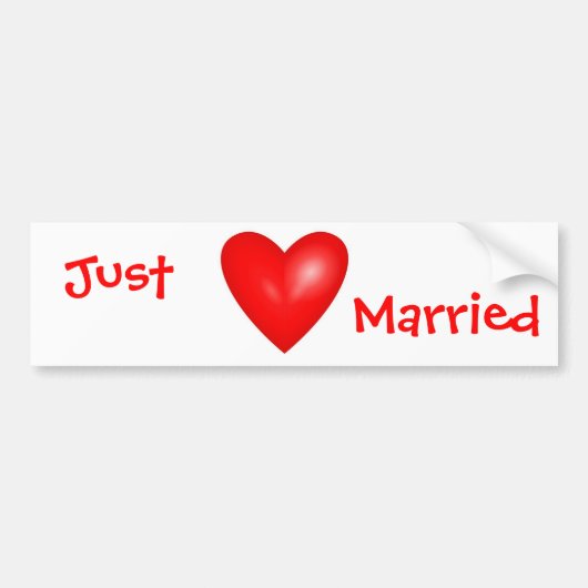 たった今結婚しましたバレンタイン バンパーステッカー (正面)