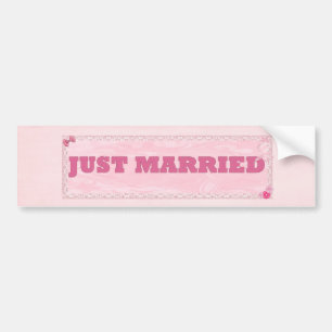 たった今結婚しましたバンパーシール(ハートと花) バンパーステッカー