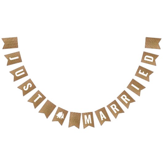 たった今結婚しましたバ素朴ラップニュートラルベージュボホ バンティングフラッグ (全)