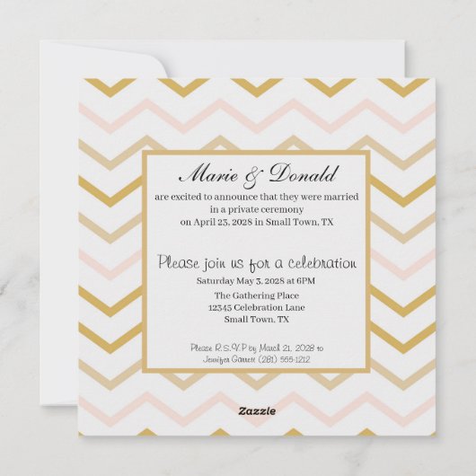 たった今結婚しましたパステルピーチアンド金ゴールド幾何学模様 シーズンカード (裏面)