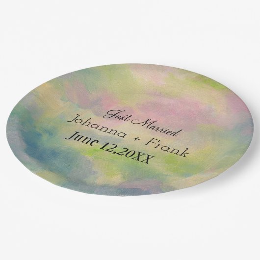 たった今結婚しましたパステル ペーパープレート (アングル)