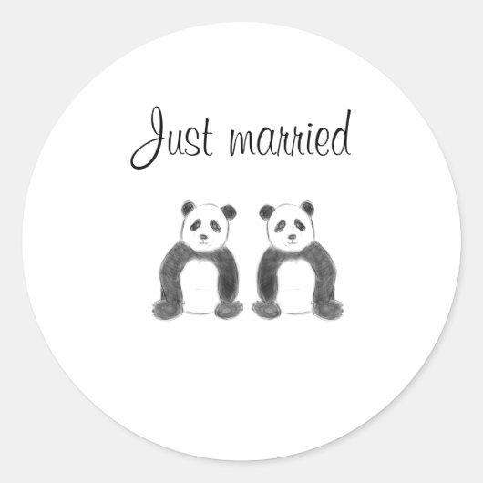 たった今結婚しましたパンダ ラウンドシール (正面)