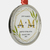 たった今結婚しましたパーソナライズされたギフトミセス結婚ズ メタルオーナメント (右)