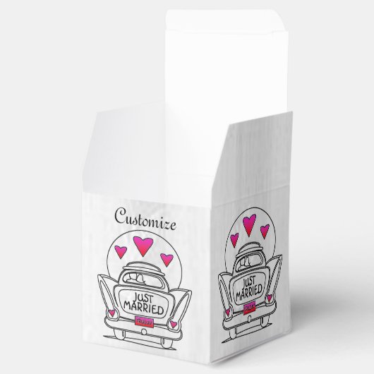 たった今結婚しましたパーソナライズされたハネムーンカーキューブボックス フェイバーボックス (オープン)