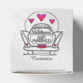 たった今結婚しましたパーソナライズされたハネムーンカーハートボックス フェイバーボックス (上部)