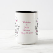 たった今結婚しましたパーソナライズされたハネムーンカーマグ ツートーンマグカップ (中央)