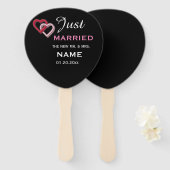 たった今結婚しましたパーソナライズされたハンドファン ハンドファン (正面&裏面)