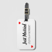 たった今結婚しましたパーソナライズされた ラゲッジタグ (正面縦)