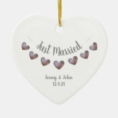 たった今結婚しましたパープルとパールのバンティングオーナメント セラミックオーナメント (正面)