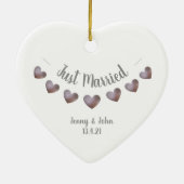 たった今結婚しましたパープルとパールのバンティングオーナメント セラミックオーナメント (裏面)