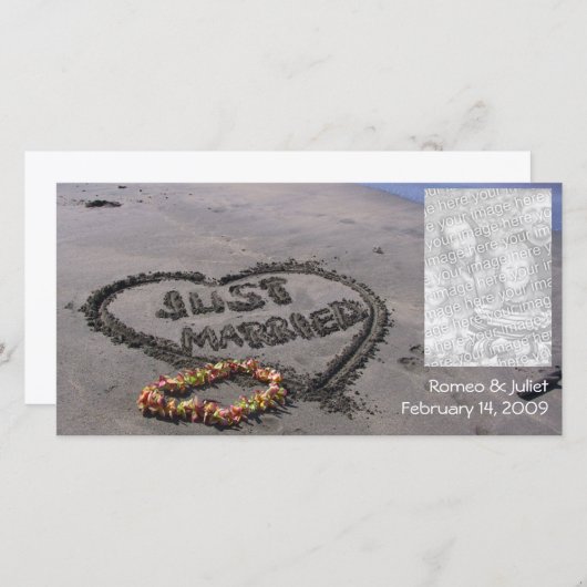 たった今結婚しましたビーチ 案内状 (正面/裏面)