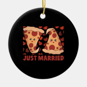 たった今結婚しましたピザスライス セラミックオーナメント
