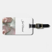 たった今結婚しましたピンクオルガンザとネッティング ラゲッジタグ (正面横)