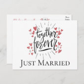 たった今結婚しましたピンクハート永遠に一緒結婚に 案内ポストカード (正面/裏面)