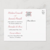 たった今結婚しましたピンクハート永遠に一緒結婚に 案内ポストカード (裏面)