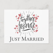 たった今結婚しましたピンクハート永遠に一緒結婚に 案内ポストカード (正面)
