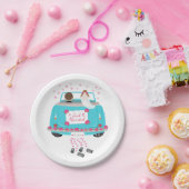 たった今結婚しましたピンクブルー結婚ズブライドグルーム ペーパープレート (パーティー)