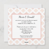 たった今結婚しましたピーチ赤面ダマスク シーズンカード (裏面)