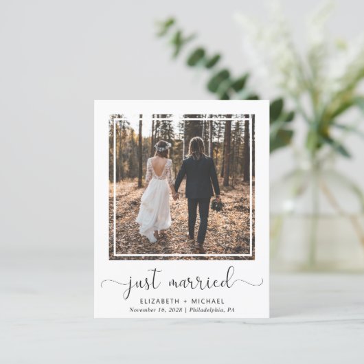 たった今結婚しましたフォトウェディングレセプション招待状 (スタンド正面)