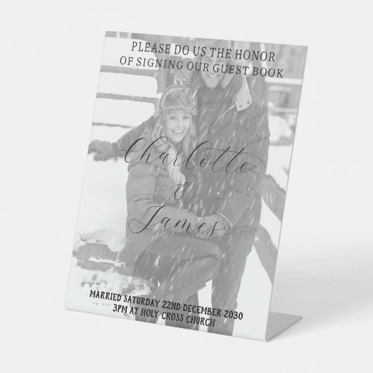 たった今結婚しましたフォトゲストブックテーブルトップサイン 台座サイン (正面)