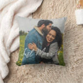 たった今結婚しましたフォト枕 クッション (ブランケット)