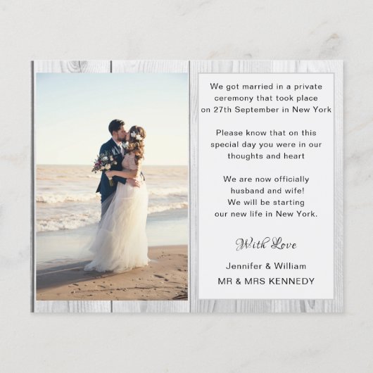 たった今結婚しましたフォト結婚コラージュの発表 (裏面)