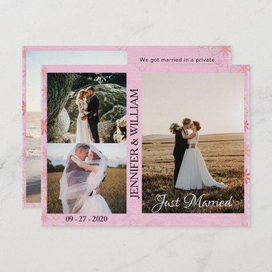 たった今結婚しましたフォト結婚コラージュの発表 (正面/裏面)